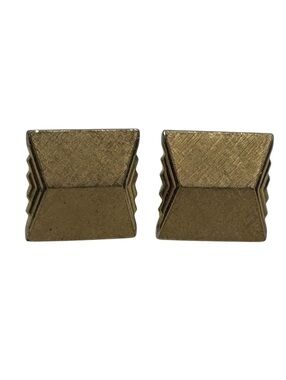 Vintage SWANK Gold Tone Textured Geometric Modernist Cufflinks Mid Century Pair